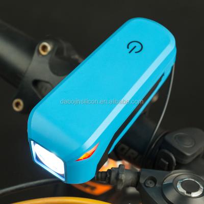 China ABS& 2021 Hot Selling SILICONE Front Bicycle Light Set Super Bright LED Front Bike Light with a horn for sale