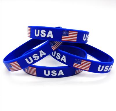 China /Sports Casual Cheap Custom Silicone 2020 United State Flag Wristband for sale