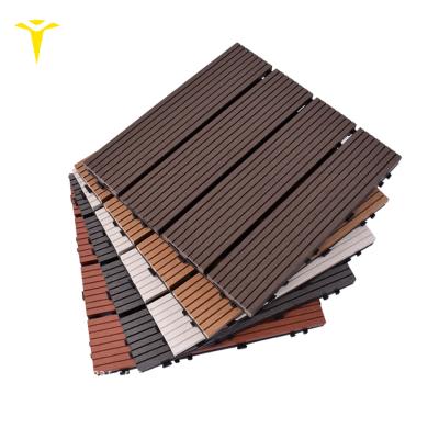 China Dance Floor Contemporary Teak Plastic Wood Composite Deck Tile Solid Waterproof for sale