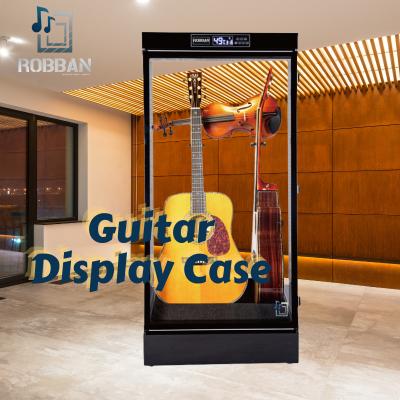 China Elegant Acoustic Decor Art Enhance Alloy Display Guitars Glass Wall Guitar Showcases for sale