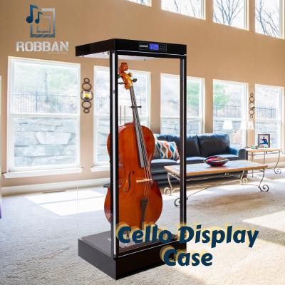 China Portable Wooden Lockable Alloy Guitar Showcase Storage Rack Guitar Showcase for sale