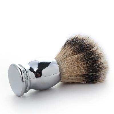 China Natural Superb Badger Hair Shaving Brush High Quality Metal Silver Handle Shaving Beard Brush For Men Grooming for sale