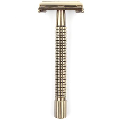 China Luxurious Razor Wet Shaving Handmade Shaving Kit Bronze Metal Single Blade Men's Shaving Razor Double Edge Shaving Razor for sale