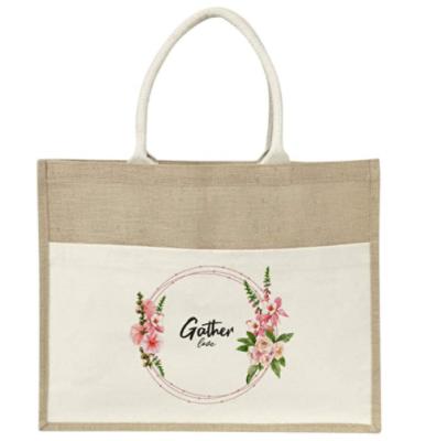 China Anti-wrinkle Heavy Duty Tote Bag Reusable Grocery Shopping Jute Bag With Customized Logo for sale