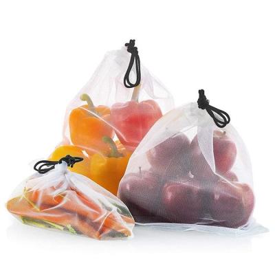 China Eco-Friendly Wholesale Reusable RPET Mesh Produce Bags for Grocery for sale