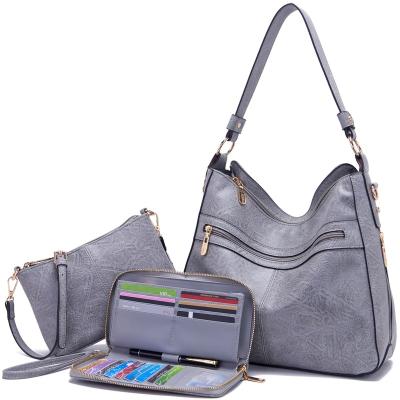 China RFID 2024 Women's Large RFID Wallet Set Crossbody Totes Hobo Handbags Custom Designer Fashionable PU Polyester Casual Style Wholesale for sale