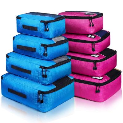 China Mesh top panel Packing Cubes Durable Unisex Travel Accessories Fashion Letter Pattern Packing Cubes Luggage Bags Organizer with Zipper Closure Clothing Label for sale