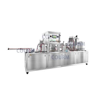 China Automatic pneumatic beverage tea sauce oatmeal ice cream cup bucket filling and sealing packaging machine and date printer for sale