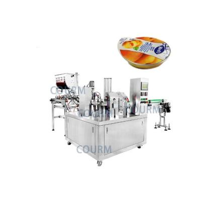 China COURM Automatic Jelly Yogurt Ice Cream Juice Sugar Honey Rotary Cup Discal Filling Capping Sealing Machine for sale