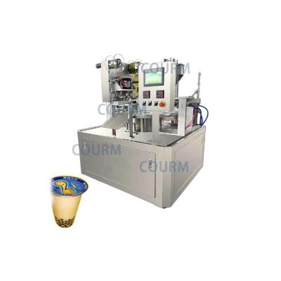 China COURM rotary cup filling capping machine yogurt pp cup filling machine with particles condiment cup filling and sealing machine for sale