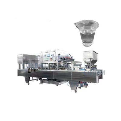 China Automatic cup washing and filling sealing machine with conveyor belt for yogurt wine milk liquid fruit ice juice mineral water for sale