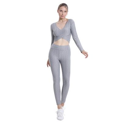 China Breathable Fashion Professional 2 Piece Women Sport Breathable Slim Casual Wear Yoga Suit for sale