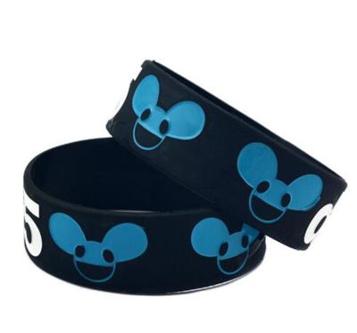 China 1 Inch engraved ink-filled silicone bracelet,Cusom rubber brand silicone wristband for sale