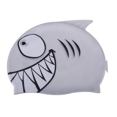 China Children Cartoon Swimming Cap Silicone Diving Waterproof Swim Hat Kids Girl Boy Favor Bathing Cap With Fish Shark Patter for sale