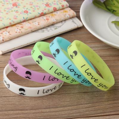 China New products 2017 glow in the dark silicone bracelet wristband customized for sale