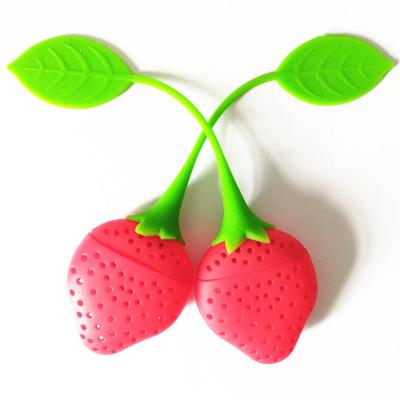 China Silicone Tea Infuser Ball Pass Filter Tea Infuser Strainer Spoon Strawberry for sale