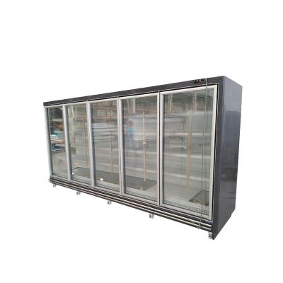 China Supermarket Upright Glass Door Freezers Double-temperature Hot Sale Frozen Food for sale