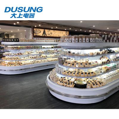 China Single-temperature commercial refrigerator for supermarket display semi-vertical round island for sale