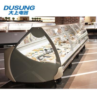 China Double-temperature standard price curved glass refrigerated meat display counters for sale for sale