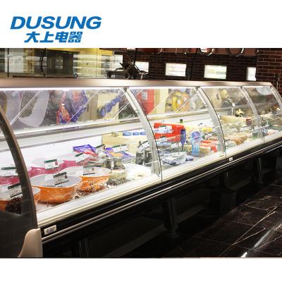 China Double-temperature reliable quality curved glass refrigerated display case for sale