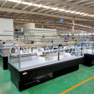 China High Temperature Used Commercial Service Counter With Glass Door Meat Display for sale