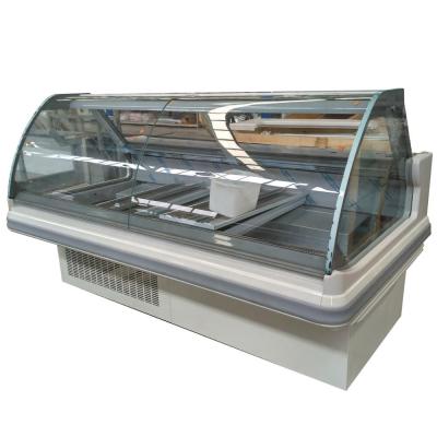 China Single-temperature Grocery Glass Display Case Meat Door Butcher Shop Supermarket Showcase for sale