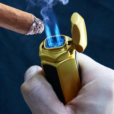 China Custom Adjustable Gas Cigar Lighter Metal Table Torch Refillable Jet Lighters Windproof Wholesale Modern Logo for sale