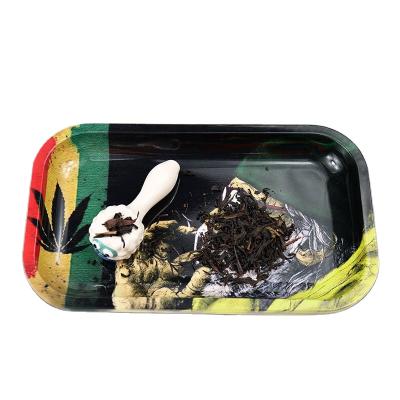 China Hot Sale Tinplate Container Multiple Designs Custom Logo Metal Herb Rolling-Tray Smoking Trays for sale