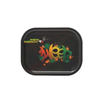 China Wholesale Tobacco Grinding Custom Printed Variety Sizes Tray Gift Metal Smoker With Lid Tobacco Rolling Tray for sale