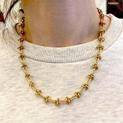 China New Arrivals FASHION Gold Plated Stainless Steel Chunky Rope Chain Necklace Twisted Choker Necklaces For Women Fashion Jewelry for sale