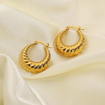 China Environmental Friendly Circle Earring Fashion Blusher Small Circle Earring Hollow Crescent Stainless Steel Women Gold Steel Earrings for sale