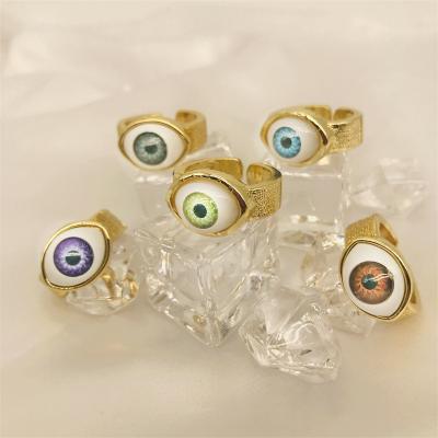 China Hot Sale Environmentally Friendly Copper 3D Demon Eyes Punk Street Ring Size Personality Finger Style Good Quality Jewelry For Women Men Girls for sale