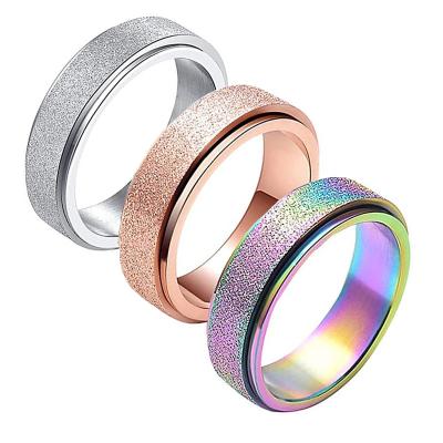 China 2022 Wholesale Custom Women Men's Environmental Friendly Black Spinning Finger Ring For Men Spinning Fidget Anxiety Stainless Steel Spinner Ring for sale