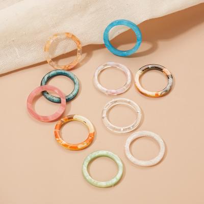 China 2022 FASHIONABLE Hot Selling Transparent Colored Ring Set Thick Circle Round Simple Acetate Acrylic Resin Rings For Women for sale