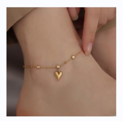 China 2022 New FASHIONABLE Crystal Anklet Female Charm 18K Gold Plated Heart Design Valentine's Day Gift For Women for sale