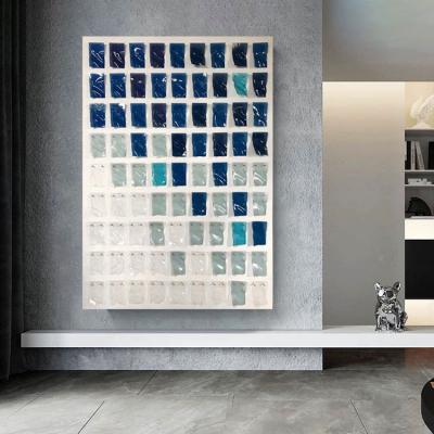 China Modern Trendy Acrylic Living Room Blue And White Plexiglass Gradient Panel Art Interior Wall Decoration for sale