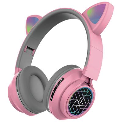 China Factory BT Earphone Headband Cat Ear BT Wireless Headphones Kids Children LED Cute Wireless Colorful Light Earbuds for sale