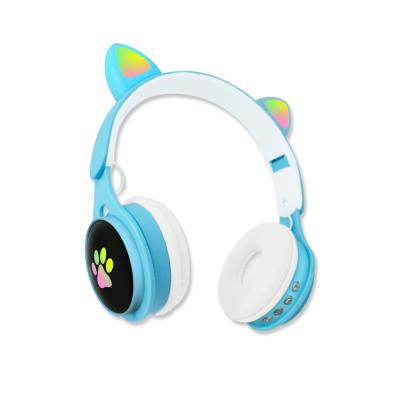 China Cute B30 Cat Ear Wireless Light Earphone Cute Up Cable Earbud Speaker Earphone Stereo Headsets Music Earphone Set for sale