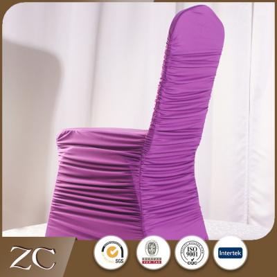 China Spandex ruffle with purple spandex good quality fashion drapery wedding chair cover items for sale