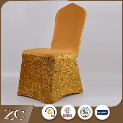 China Good Quality Shiny Fancy Spandex Gold Shine Gold Banquet Sequin Chair Cover Universal for sale