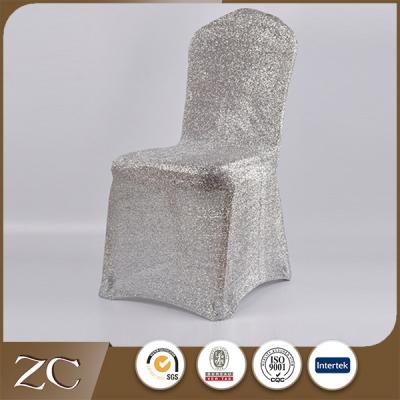 China Shiny Gold Spandex Ruffle Pleated Best Selling Fashion Style Sequin Ruffled Silver Banquet Chair Cover for sale