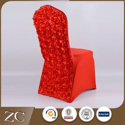 China Spandex with satin embroidery good quality new design beautiful ruffled chair covers wedding decoration for sale