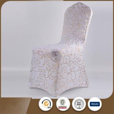 China Small Gold Crochet Flower Printing Spandex Bifenbi Good Quality New Style Gold Flower Hotel Chair Covers Spandex for sale