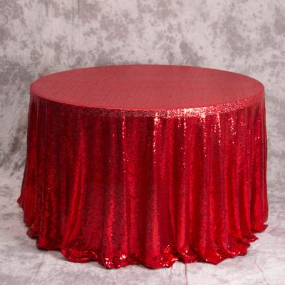 China Oilproof Fashion Customized Color Polyester Sequin Tablecloth for sale