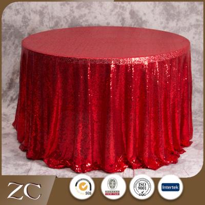 China Shield Hot Sale Custom Made Elegant Hotel Sequin Red Christmas Table Cloth for sale