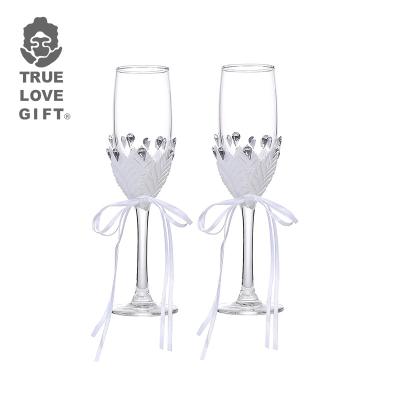 China Luxury Shinein Burlap Twine Goblet Wine Glass Flutes Rope Wrapped Bride and Groom Wedding Champagne Toasting Glasses Set for sale