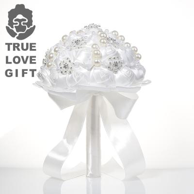 China Wholesale Real Touch Flower Centerpiece Factory Supply Wedding Party Event Decoration Wedding Bridal White Ceremony Silk Bouquet Artificial Flower Rose Bouquet for sale