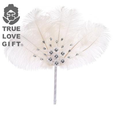 China Wholesale High Quality Handmade Feather Fans From Latest Design Factory Wedding Party For Bridal Party Wedding Feather Fan for sale