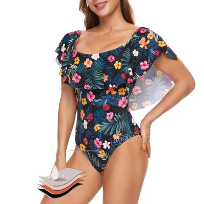 China Breathable Leave The Shoulder Swimsuit Ruffle 4 Layers Bathing Suit Women Menstrual Sexy Period One Piece Leakproof Swimwear for sale