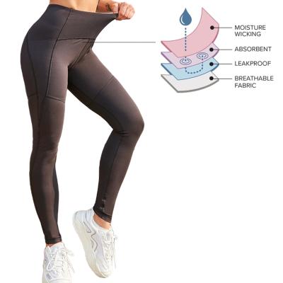 China Women's Period Workout Breathable Leggings Used For Urinary Incontinence Or Menstruation During Fitness Sports Yoga Pants for sale